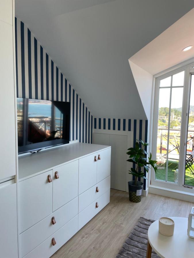 Estudio Impresionantes Vistas Con Terraza Y Piscina Baiona Kültér fotó